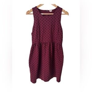 J.Crew Polka Dot Ponte Dress Size Large Burgundy Sleeveless A Line Velvet Dots